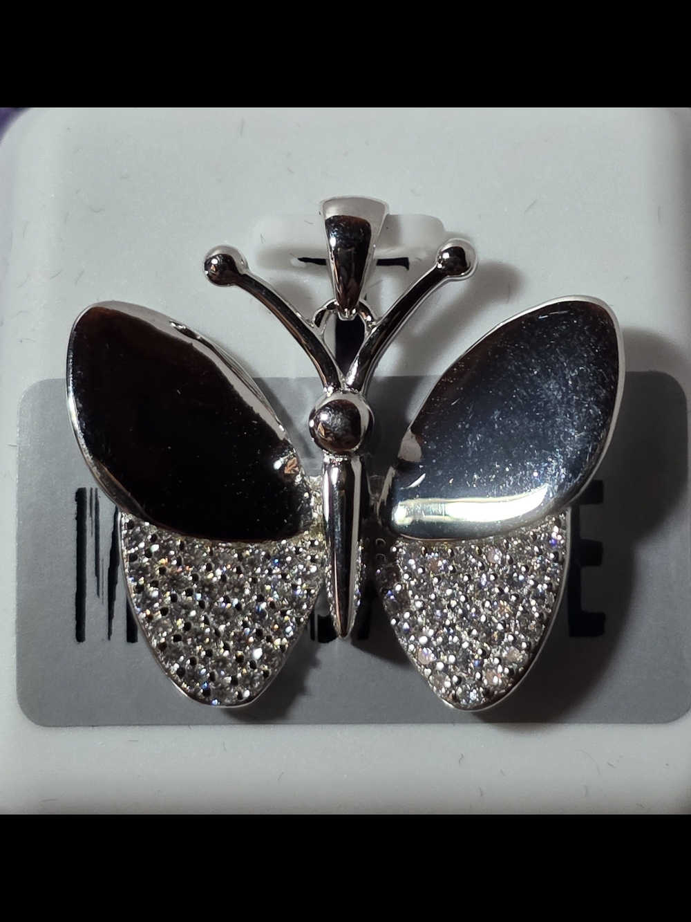 925 Sterling Silver Butterfly Pendant with Sparkling Moissanite Diamond Wings